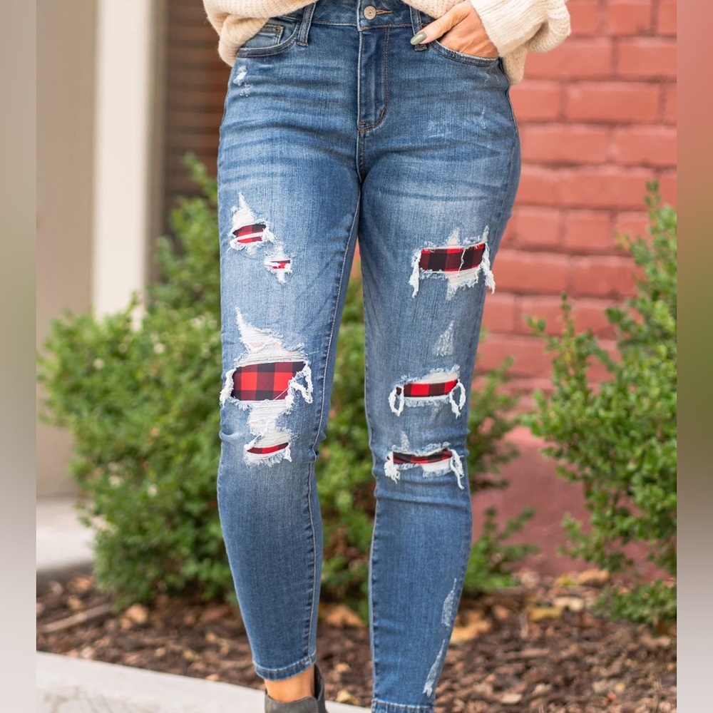 💥 BOGO 💥 Judy Blue Jeans | Skinny | Buffalo Plaid |  13/31